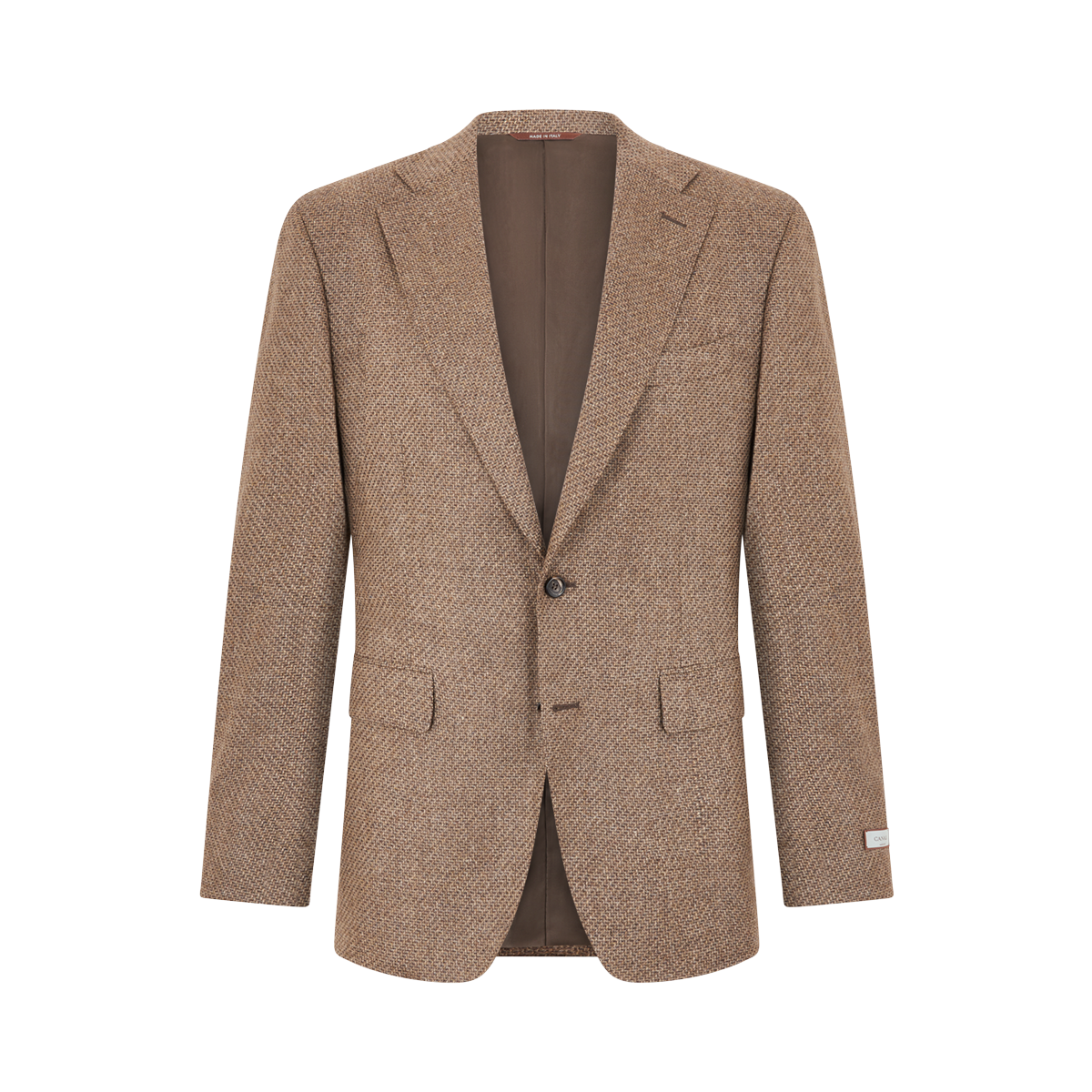 Zigzag Weave Brown Notch Lapel Wool Blazer