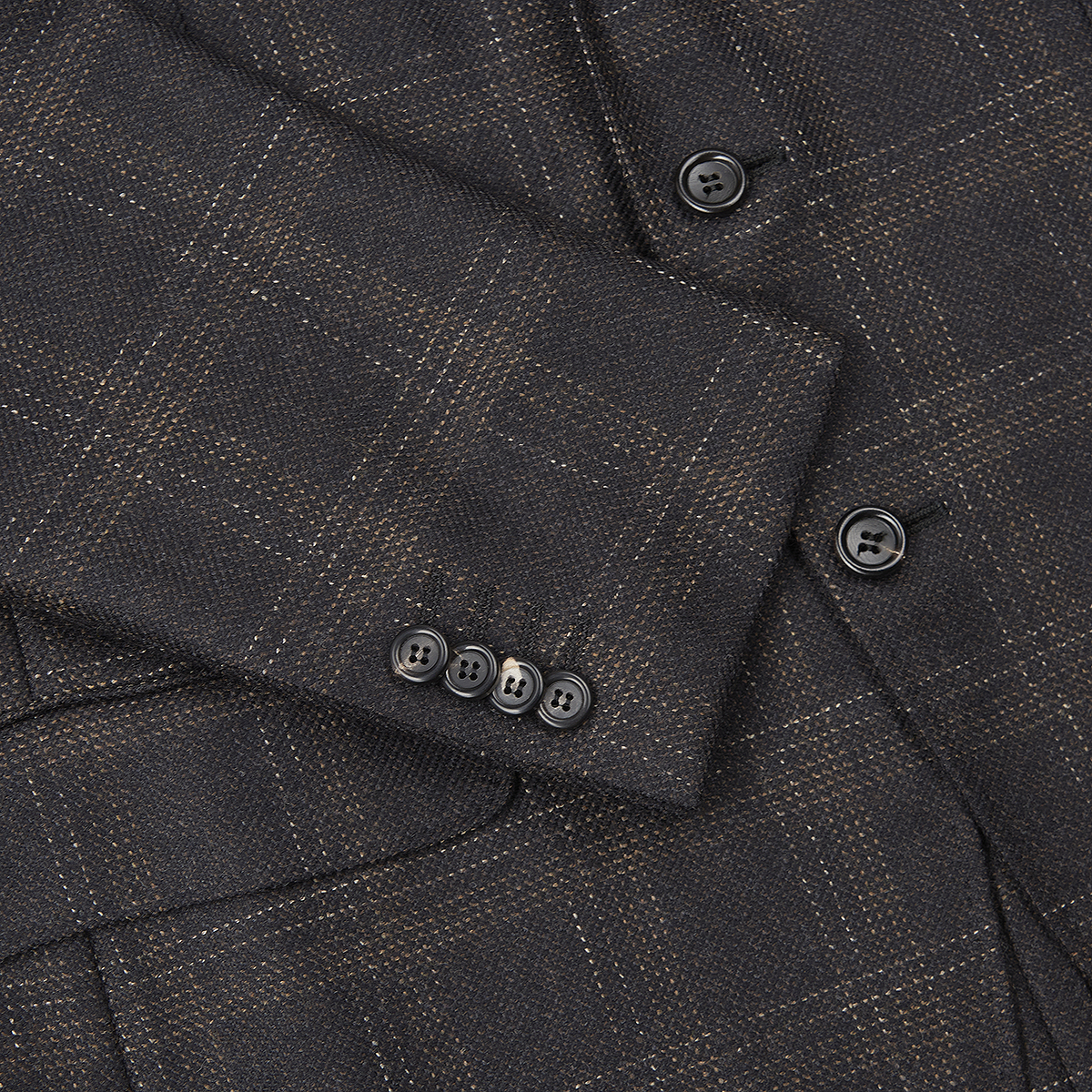 Brown Windowpane Check Wool Unlined Kei Blazer