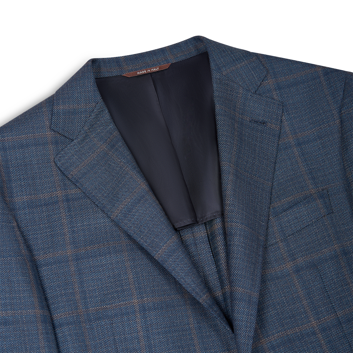 Blue Windowpane Check Wool Kei Unlined Blazer