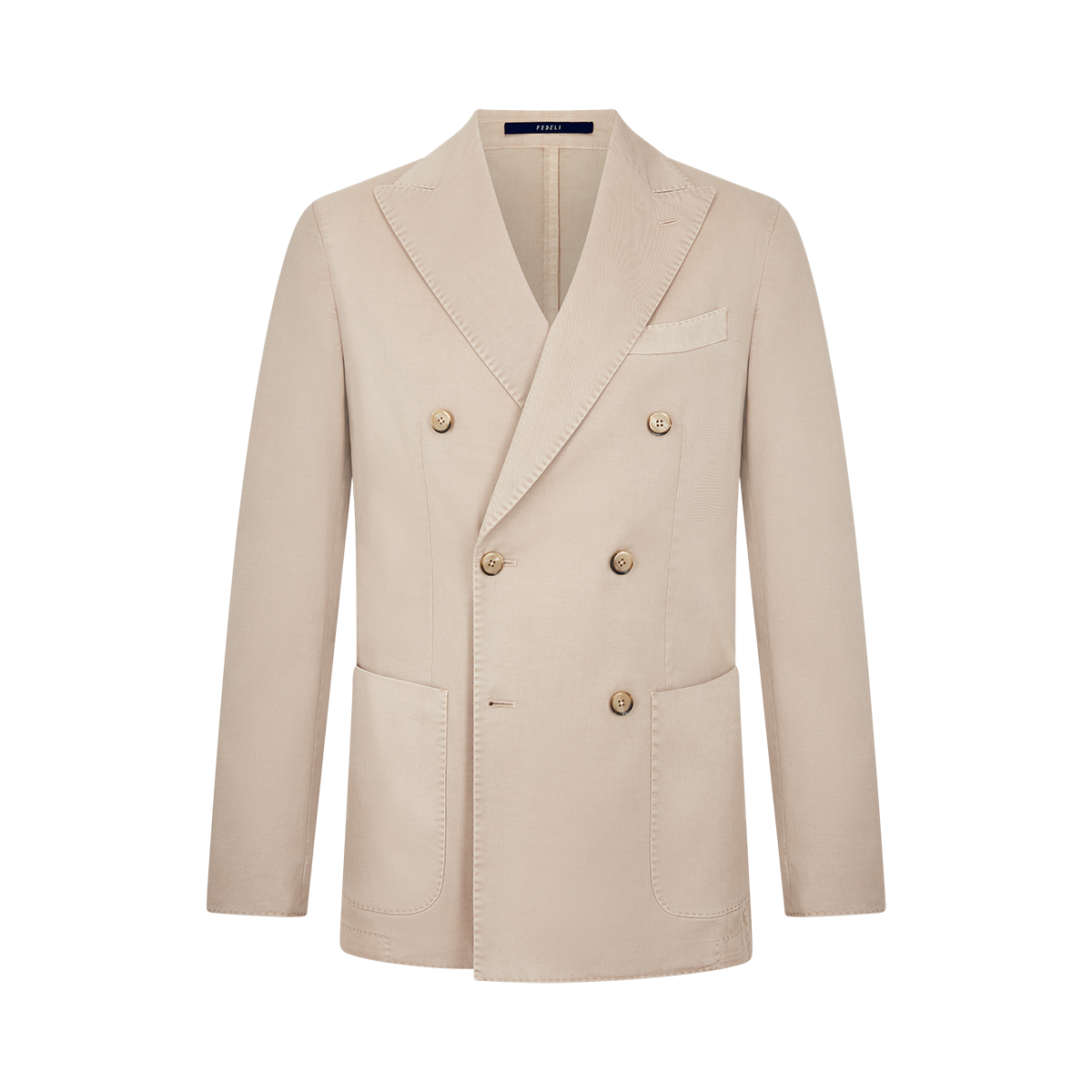 Beige Cotton Double Breasted Blazer