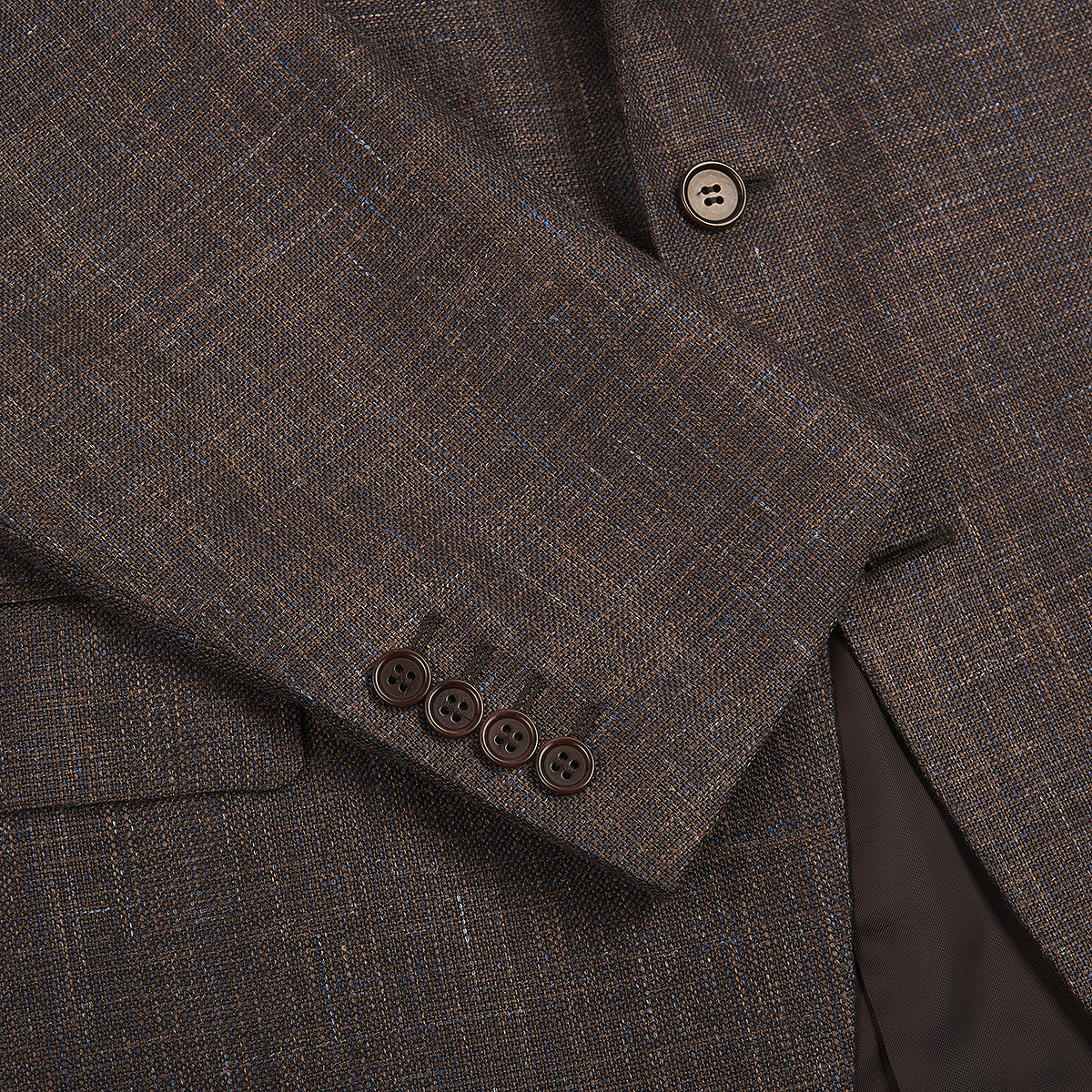 Brown Melange Wool Silk Linen Drop 6 Blazer