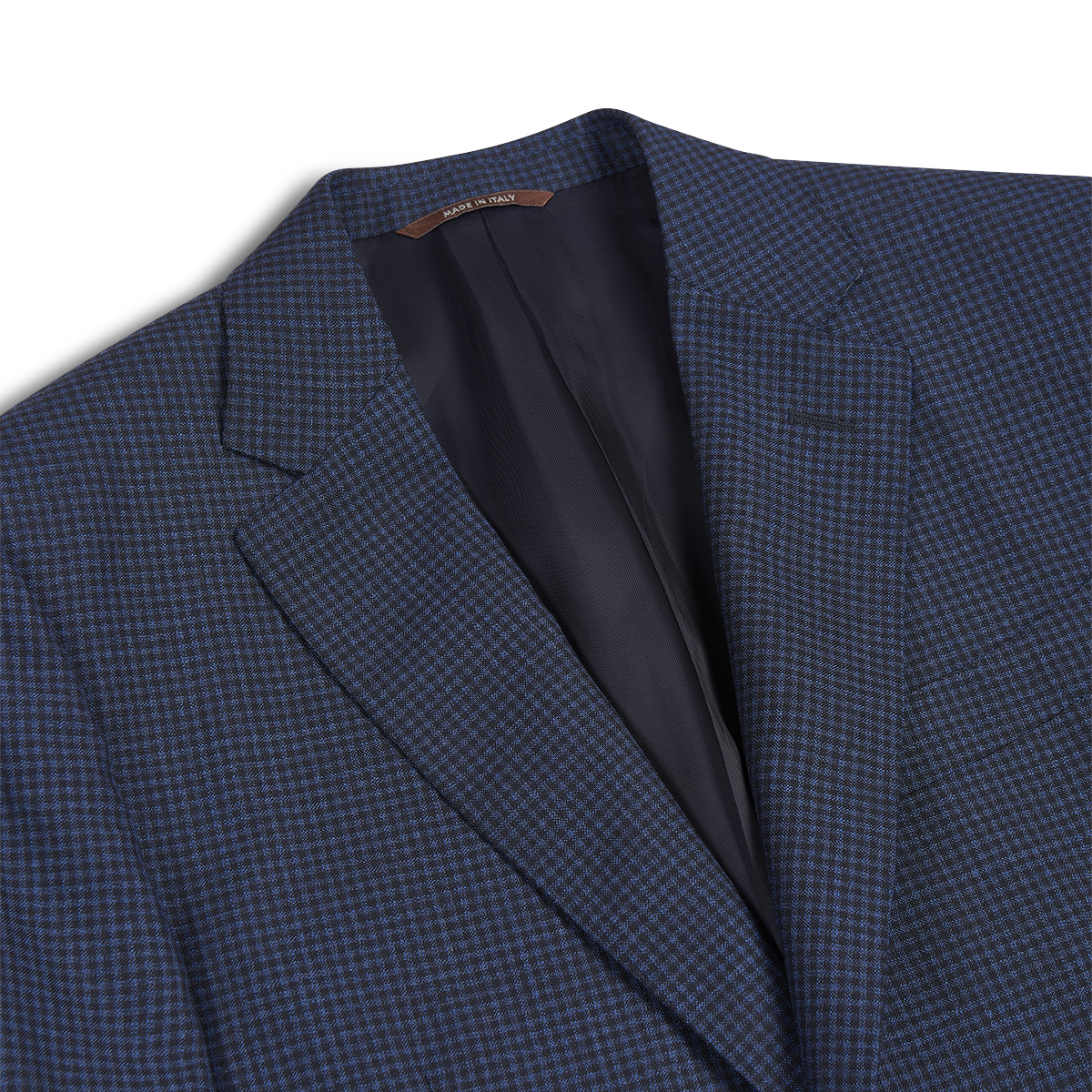 Navy Blue Gingham Wool Blazer
