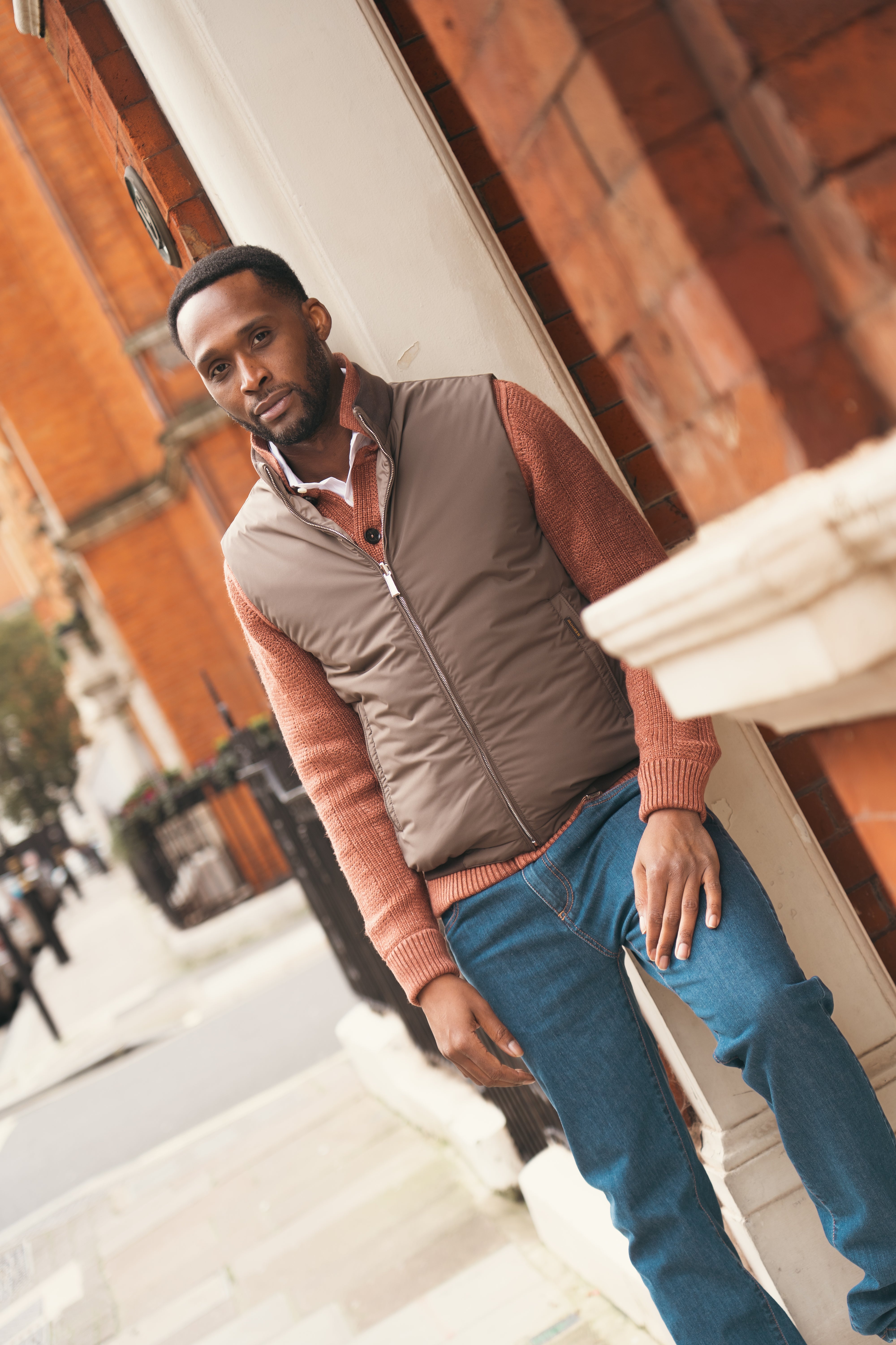 Taupe Visone Nylon Fioresi Reversible Gilet