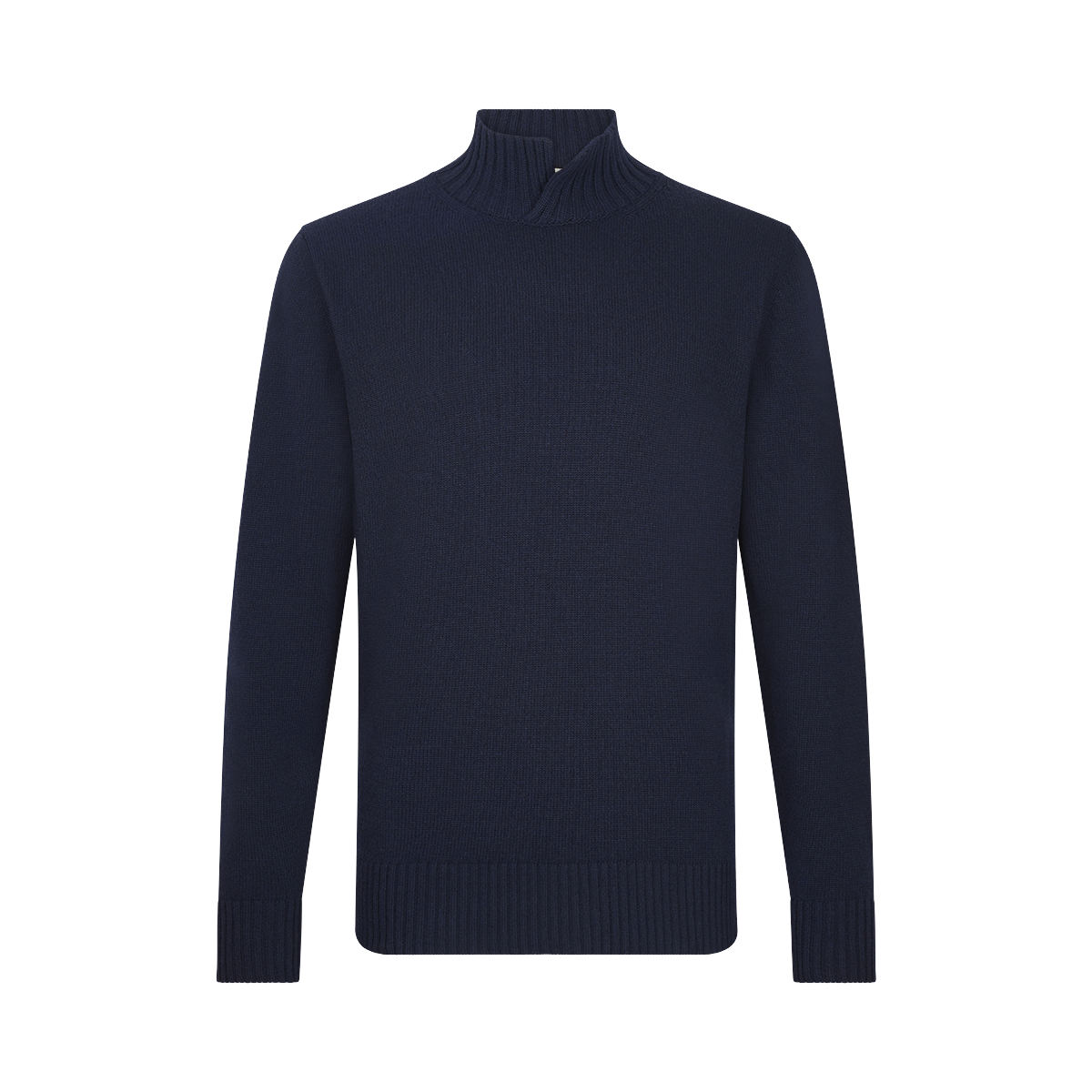Navy Wool/Cashmere Blend Open Turtle Neck Sweater
