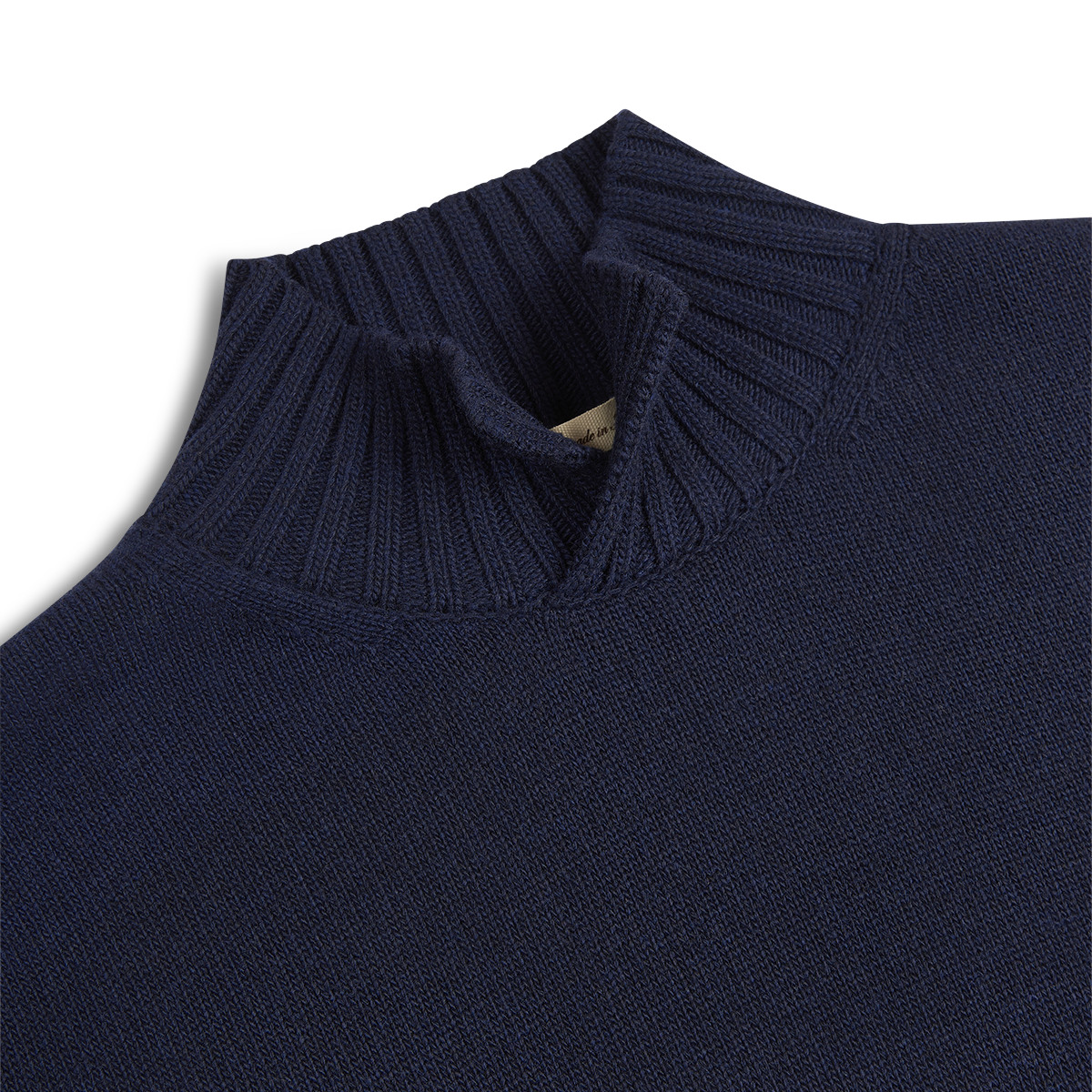Navy Wool/Cashmere Blend Open Turtle Neck Sweater
