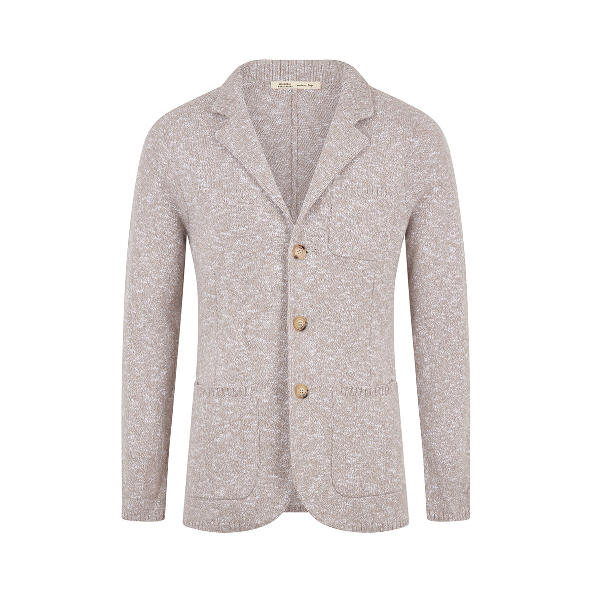 Beige Melange Wool Knitted Jacket