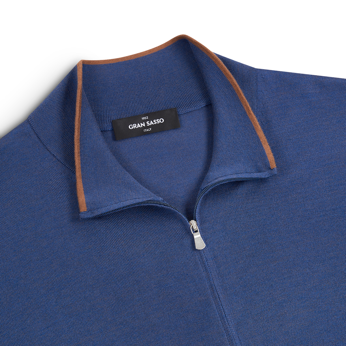 Blue Silk/Cotton Blend Full Zip Cardigan