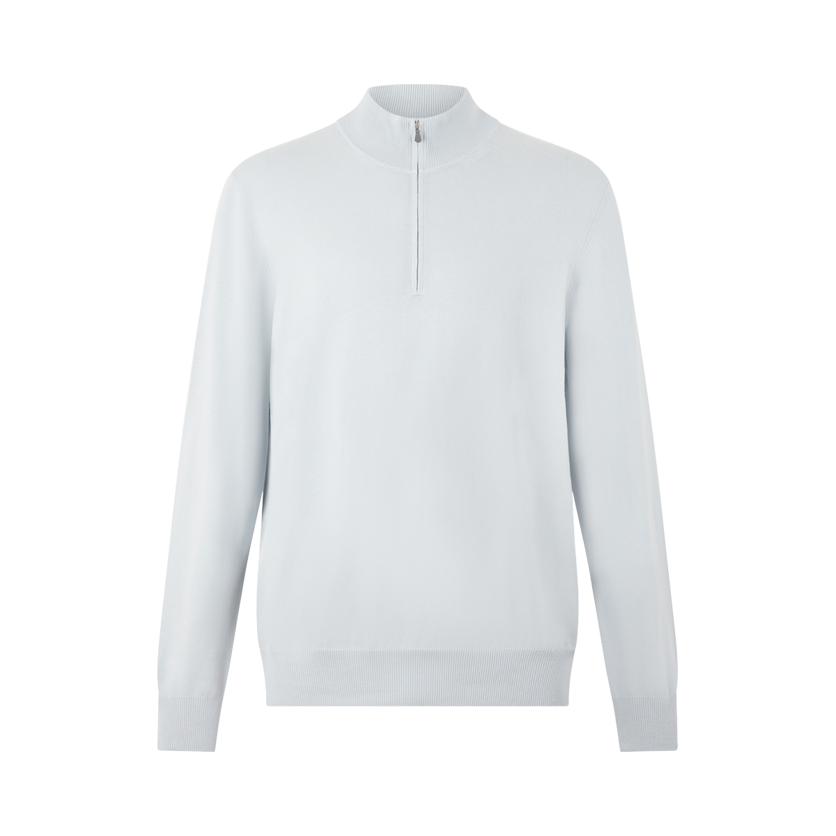 Pale Grey Egyptian Cotton 1/4 Zip Sweater