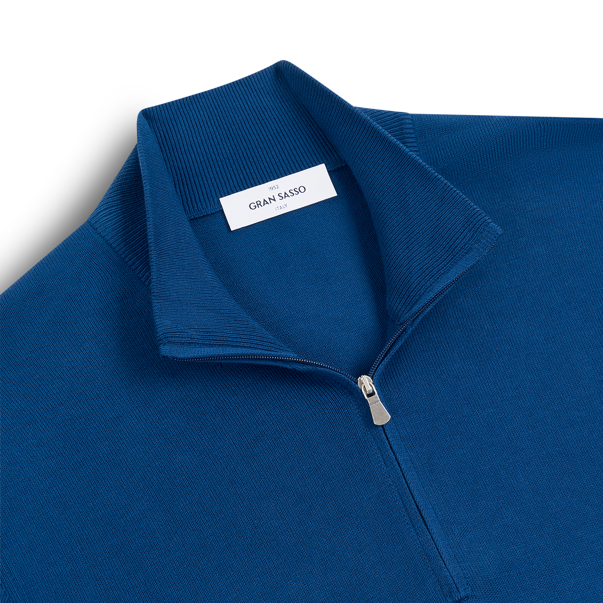 Royal Blue Egyptian Cotton 1/4 Zip Sweater