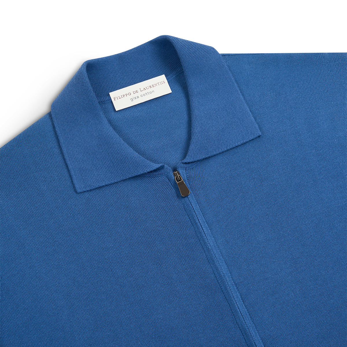 Blue Cotton Zip Cardigan