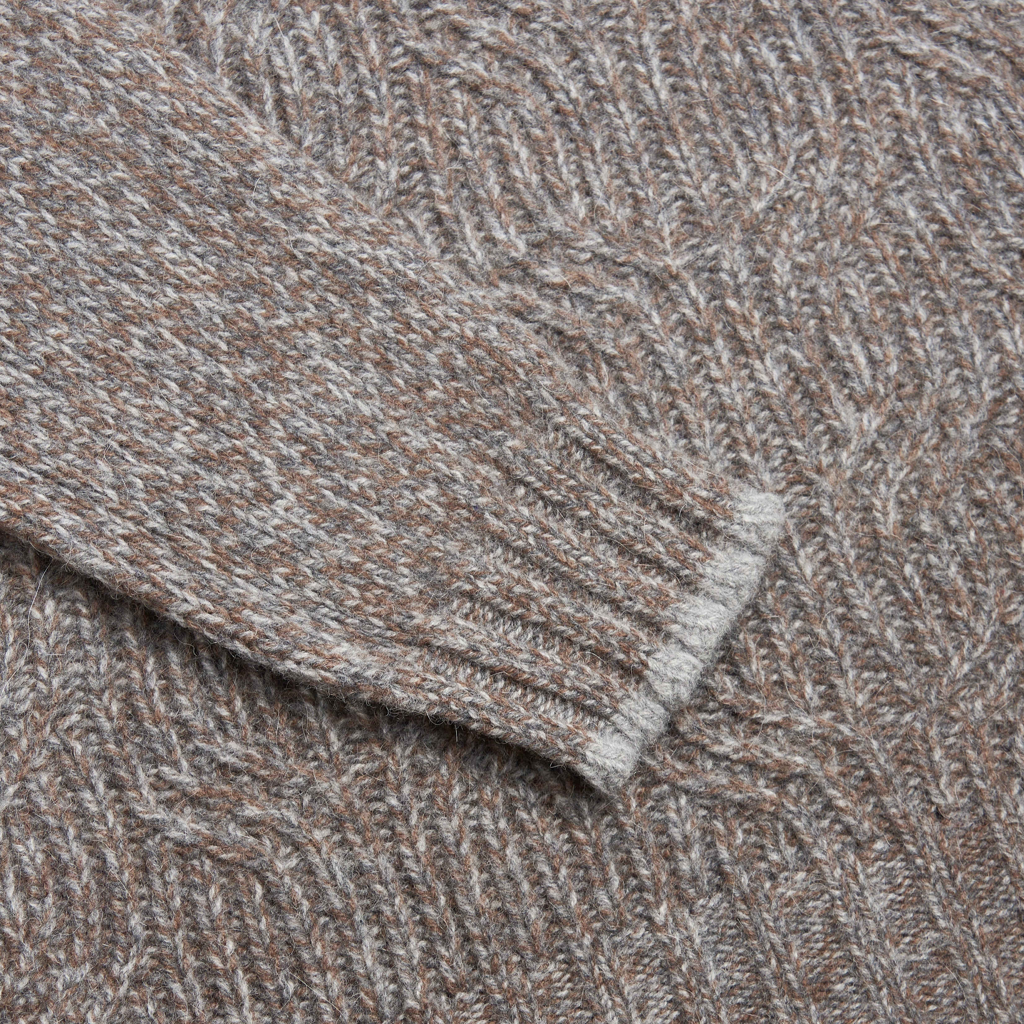 Grey/Brown Melange Alpaca Wool Blend Roll Neck Sweater