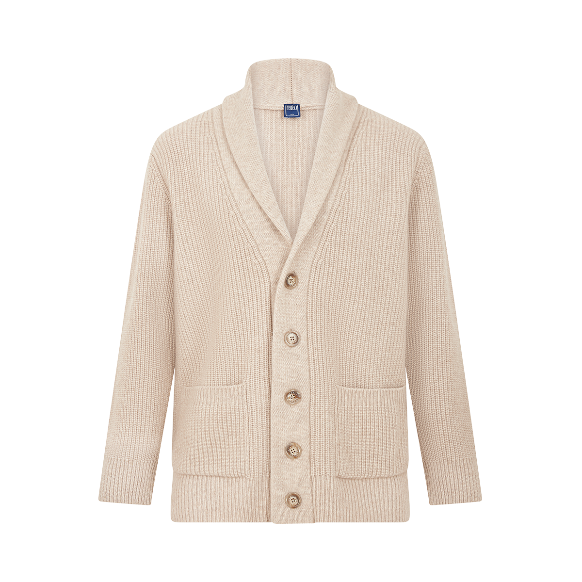 Beige Melange Wool/Cashmere Morgan Shawl Cardigan