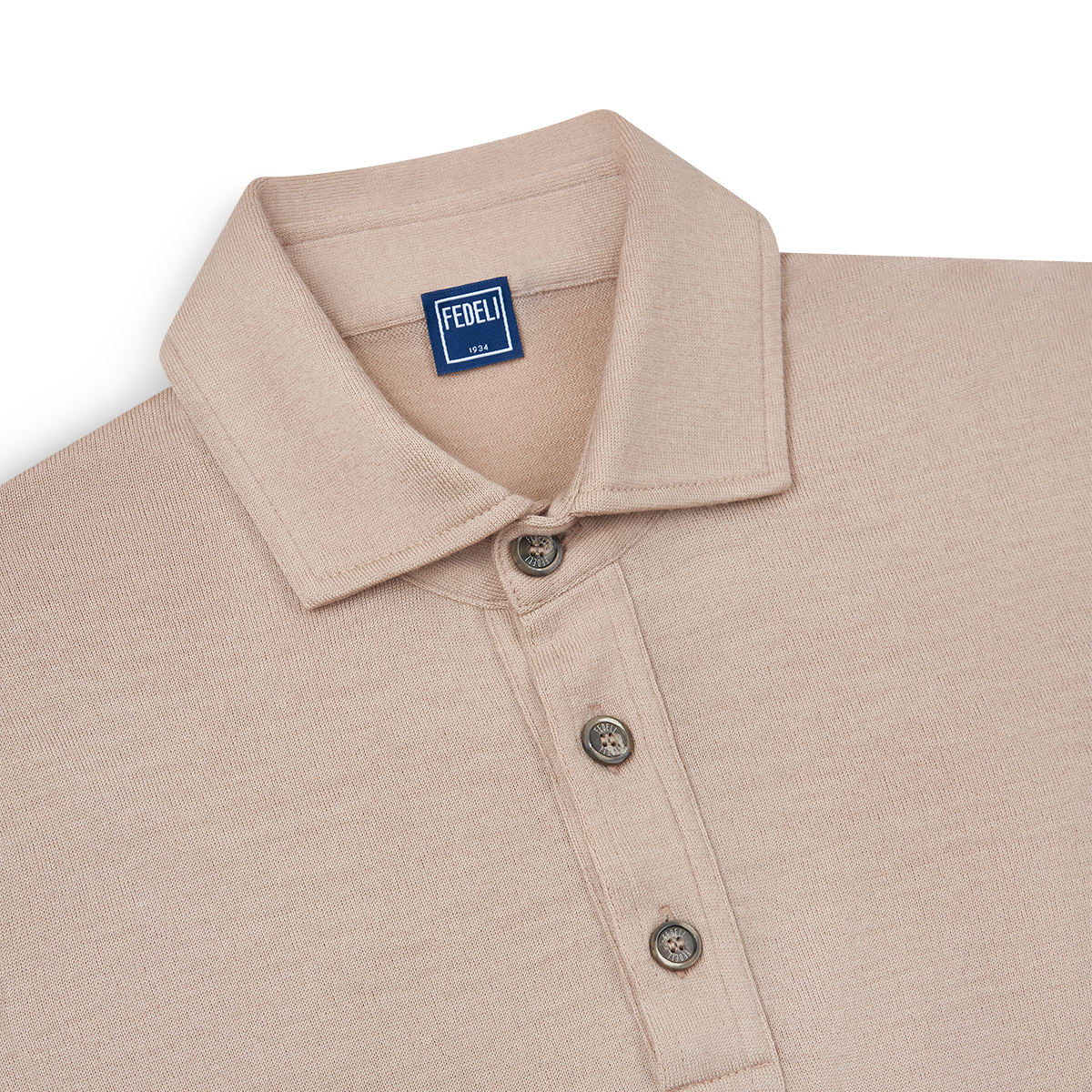 Beige Merino Wool Ugo Long Sleeve Polo