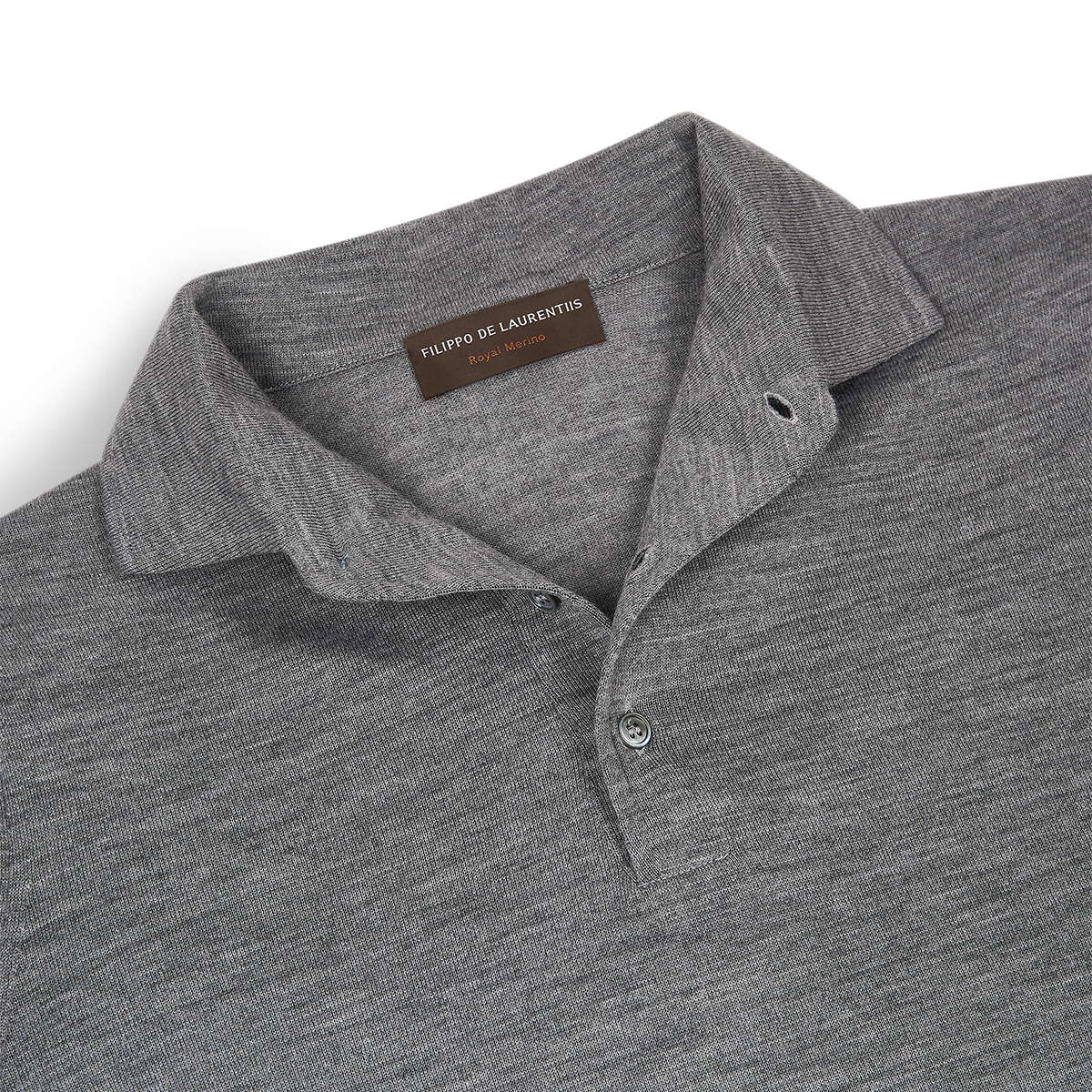 Grey One Piece Collar Polo Shirt in 16 Gauge Wool