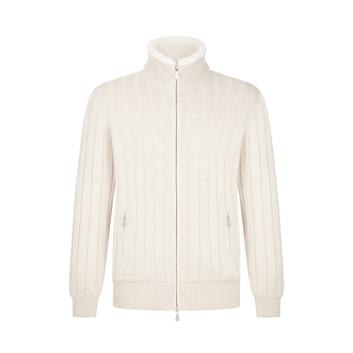 Beige Cashmere Faux Fur Lined Jacket