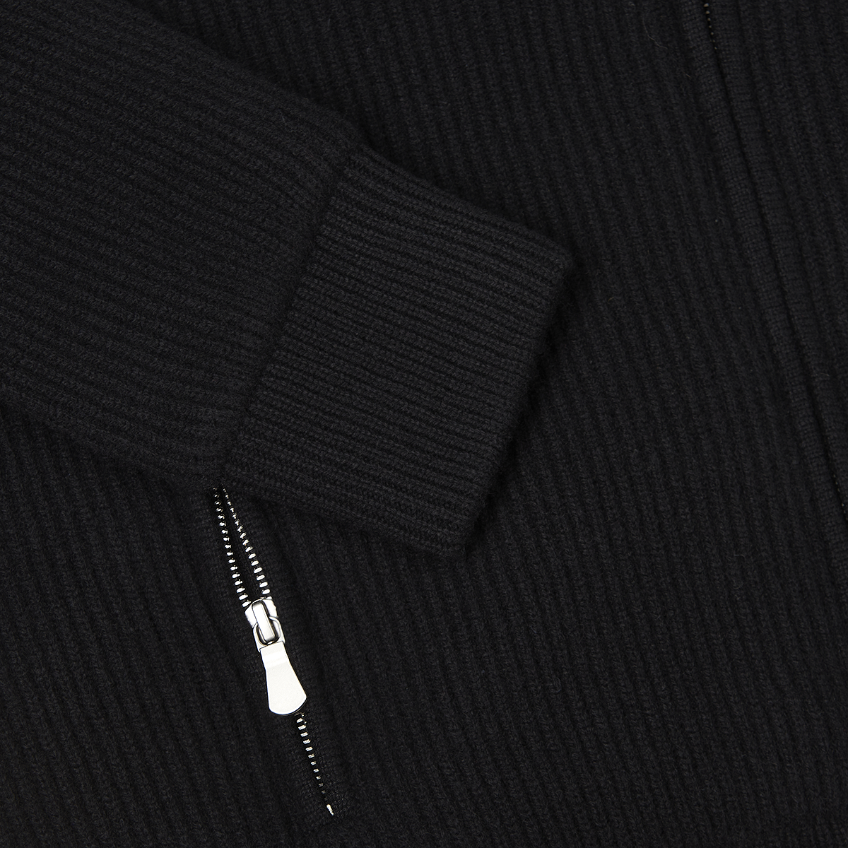 Black Cashmere Cardigan with Faux Fur Lining