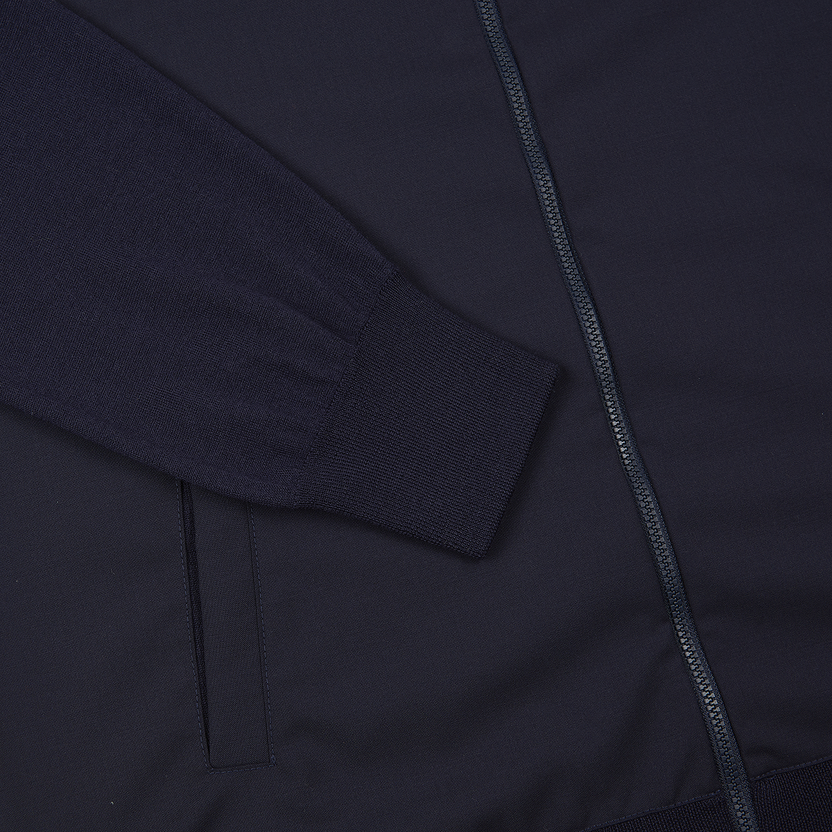 Blue Worsted Front Wool Nylon Cardigan