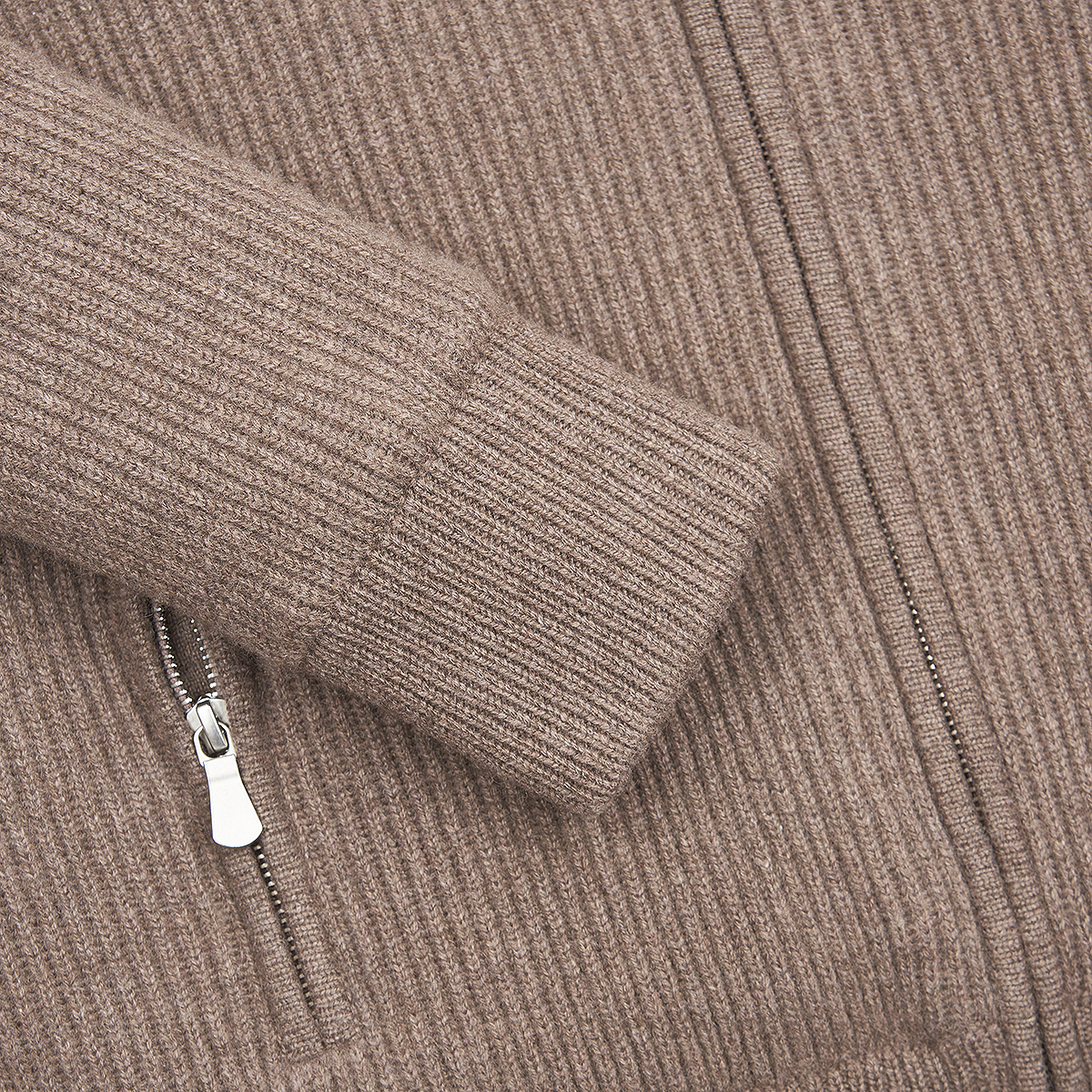 Brown Cashmere Cardigan with Faux Fur Lining