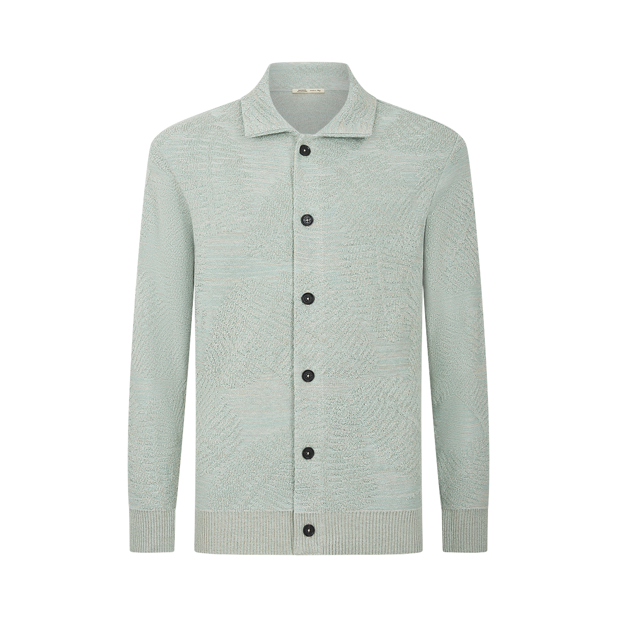 Aqua Green Cotton/Linen Blend Jacquard Palma Overshirt
