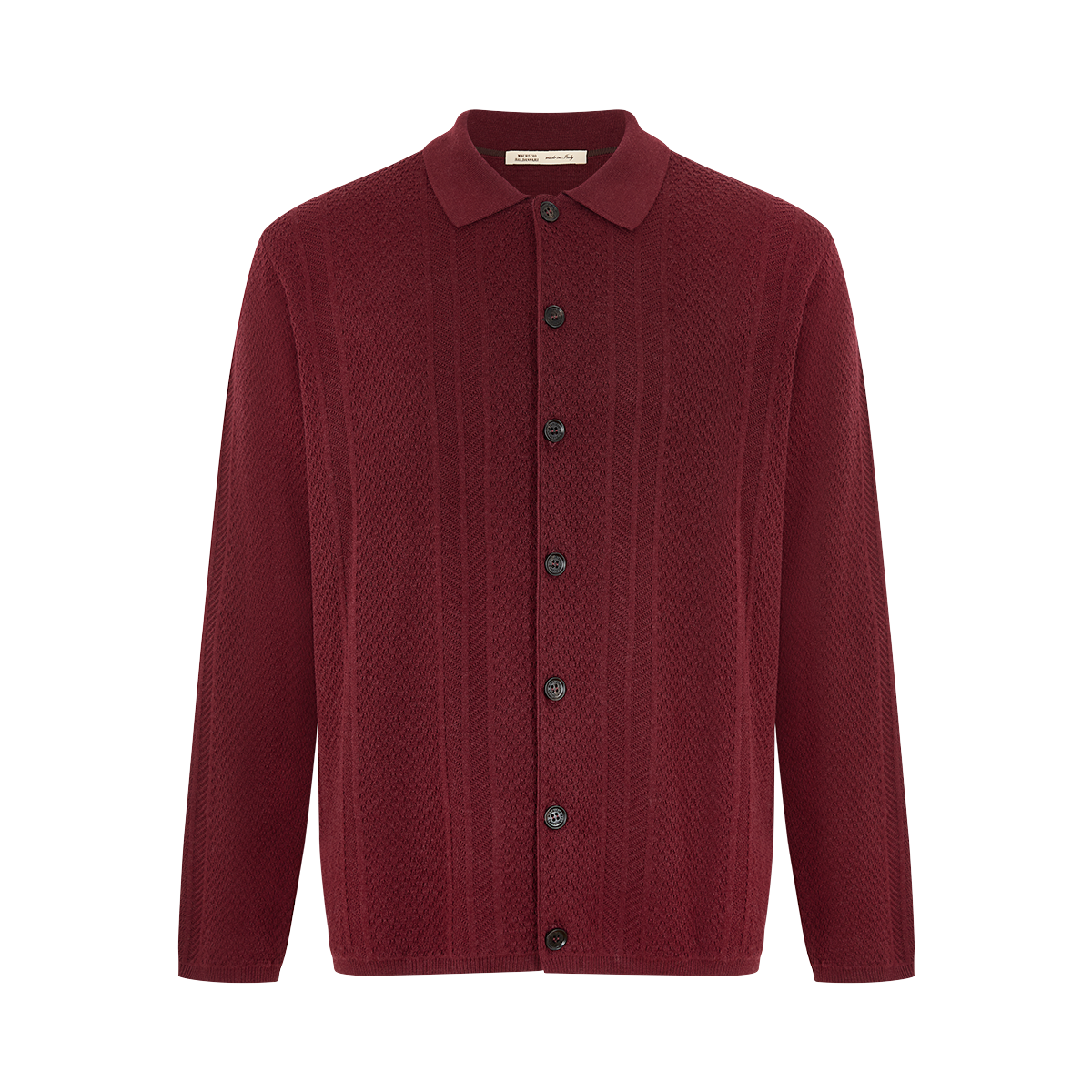 Burgundy Cotton Cashmere Silk Knitted Overshirt
