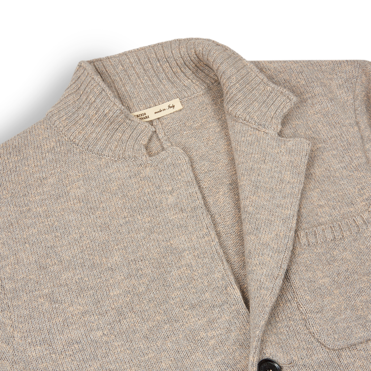 Beige Wool Cotton Winter Mouline Cortina Cardigan