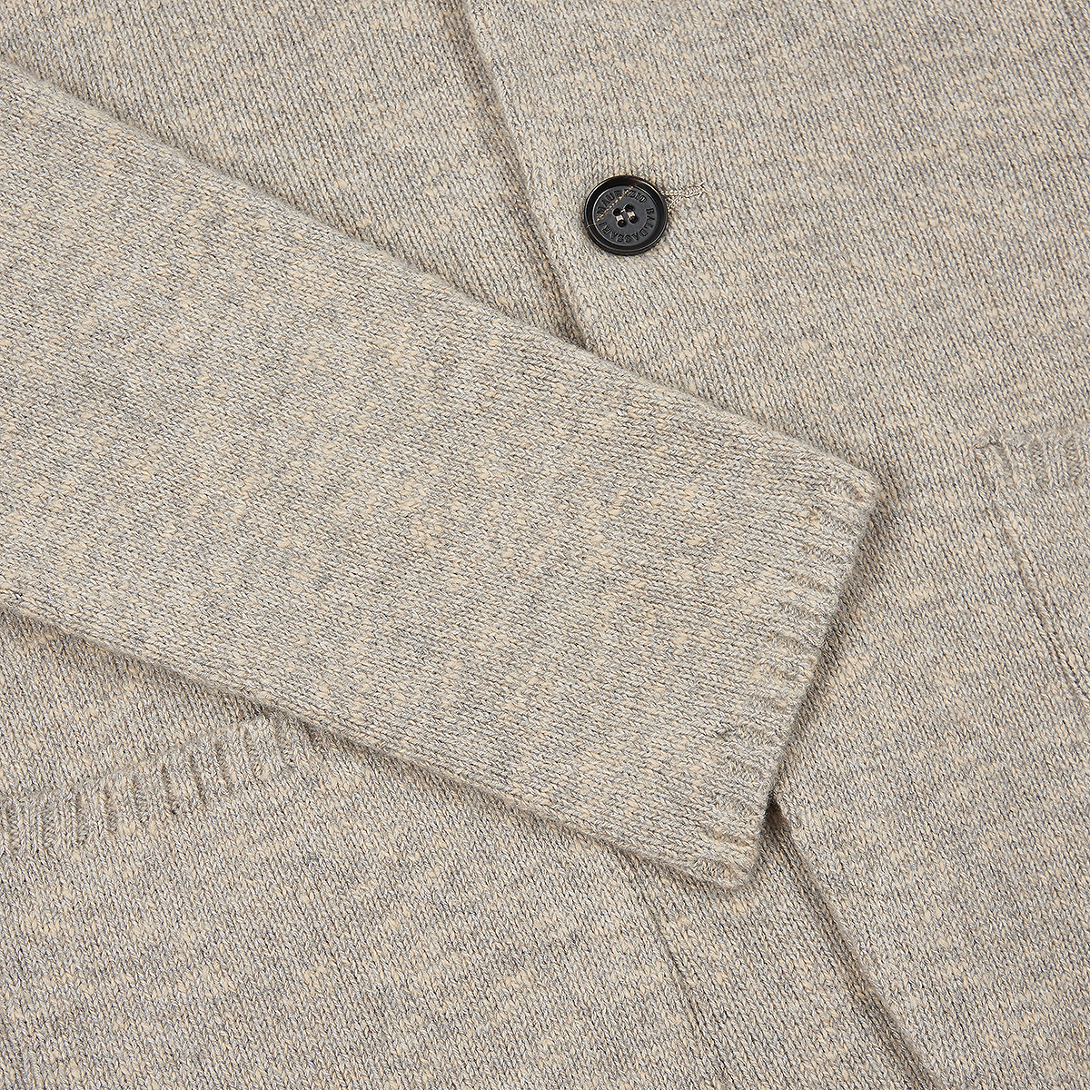Beige Wool Cotton Winter Mouline Cortina Cardigan