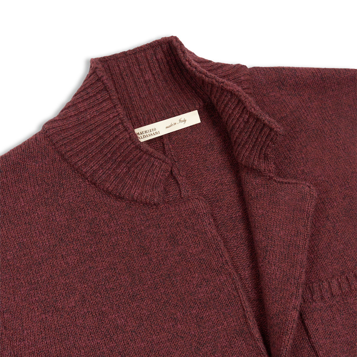 Burgundy Wool Cotton Winter Mouline Cortina Cardigan