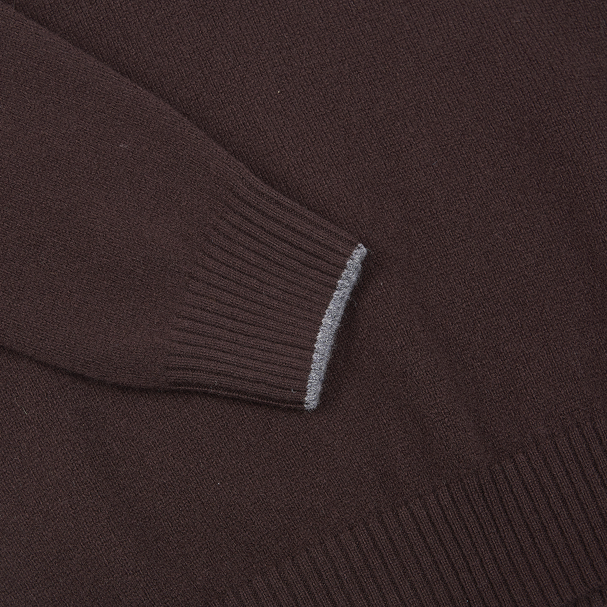 Brown Geelong Wool Quarter Zip Sweater