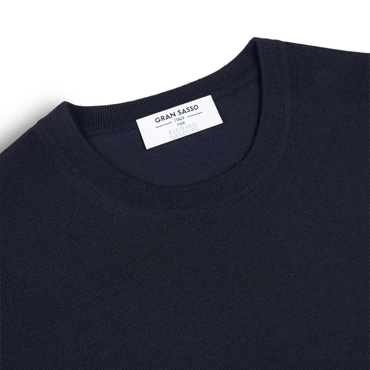 Navy Extrafine Wool/Cashmere Crewneck Sweater