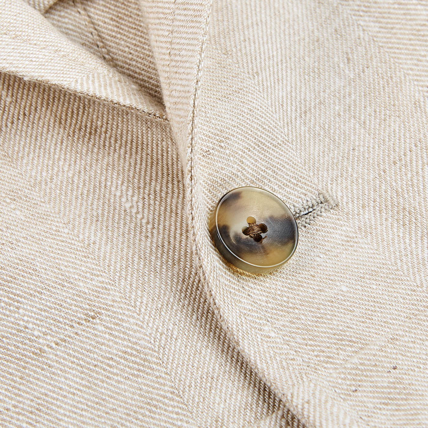 Lardini Beige Linen Herringbone Safari Jacket Closed