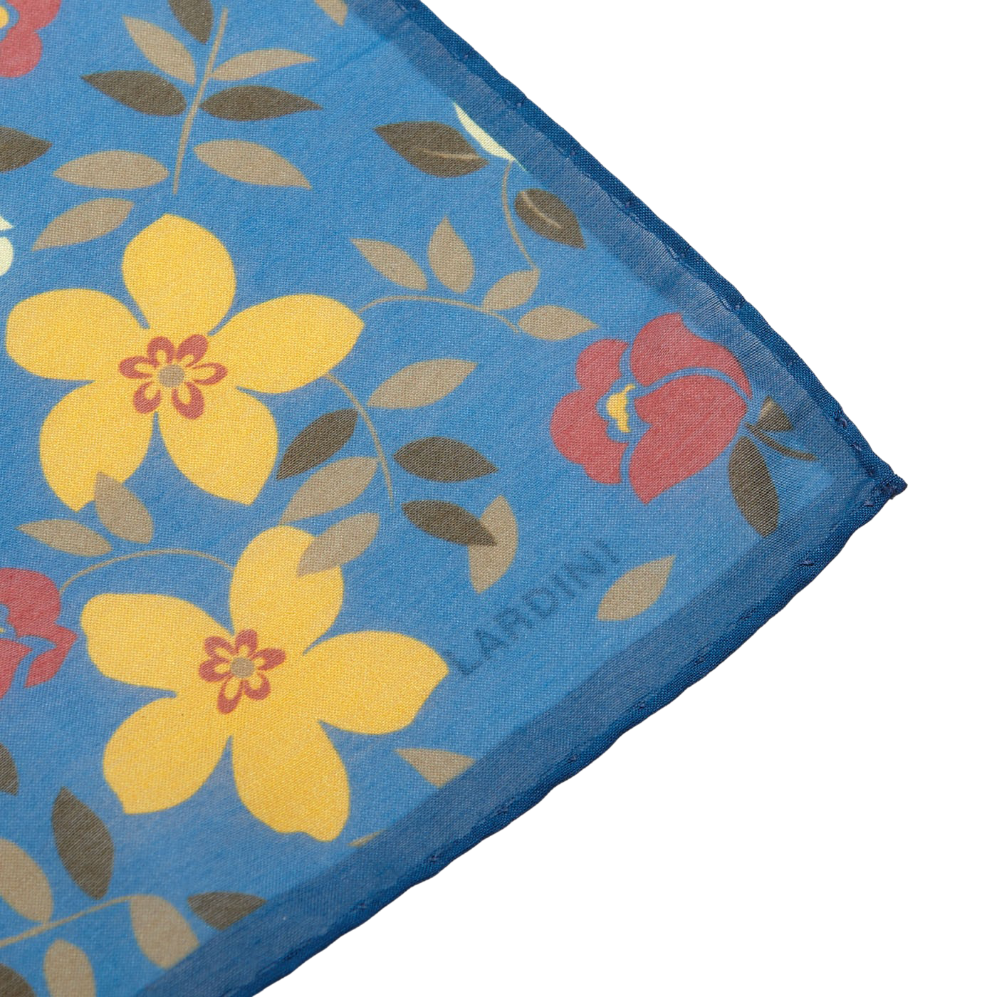 Lardini Light Blue Cotton Silk Printed Pocket Square Edge