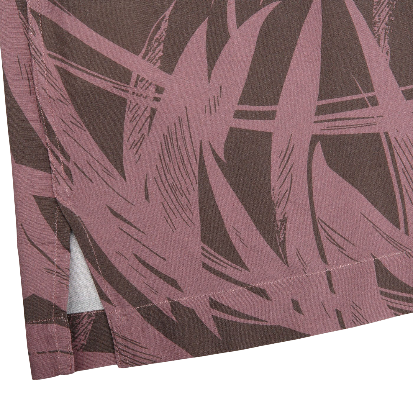 Lardini Purple Palm Print Viscose Capri Collar Shirt Edge