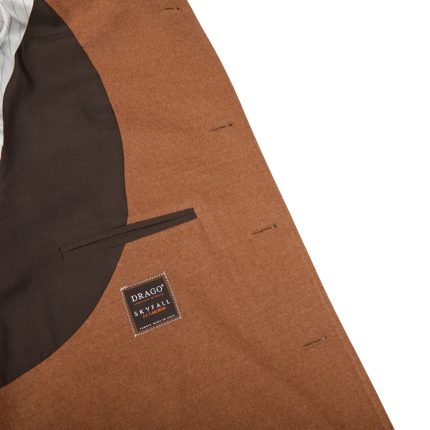 Luigi Bianchi Camel Drago Skyfall Wool Raglan Coat Inside