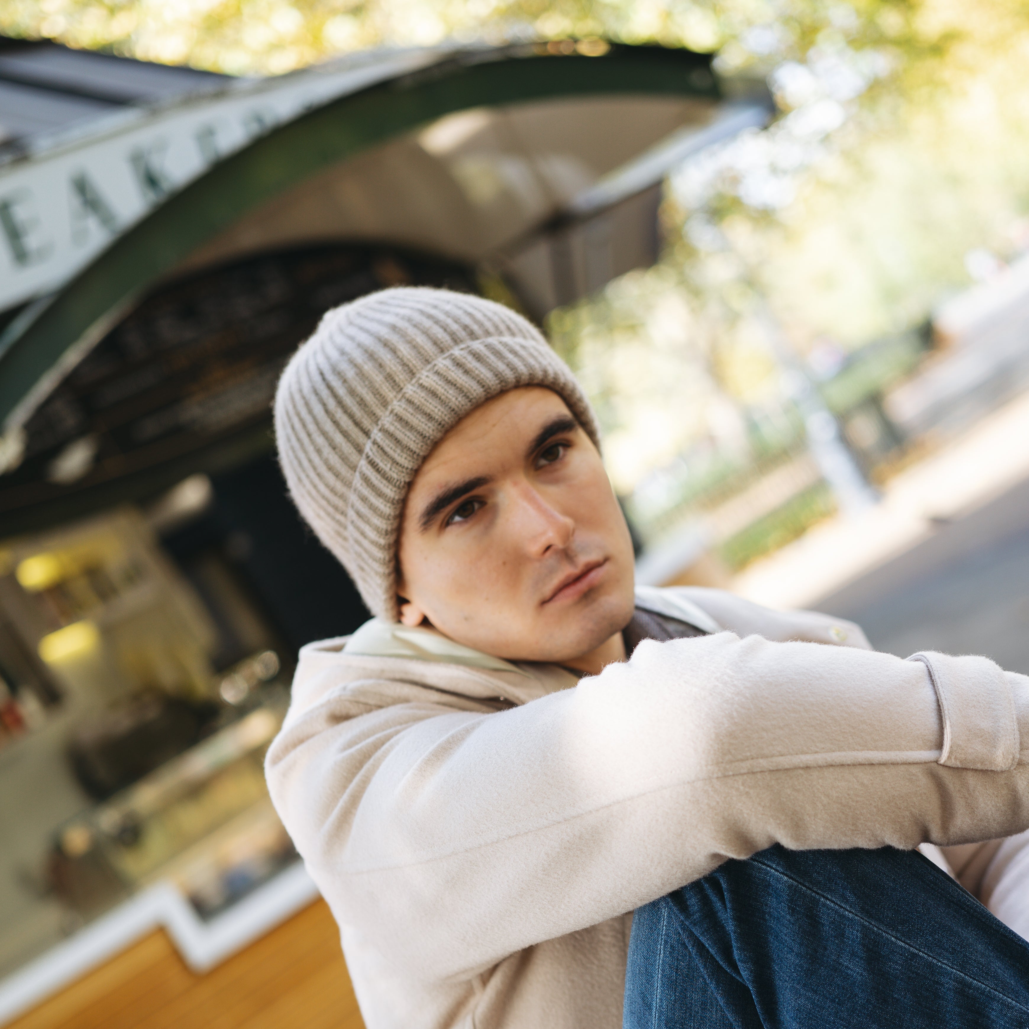 Beige Cashmere Beanie