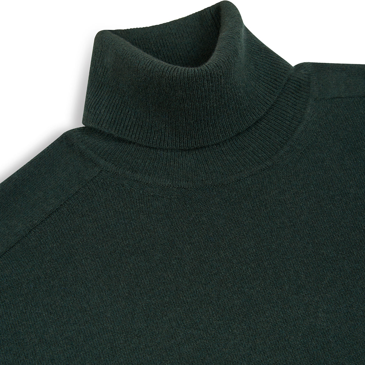 Bottle Green Virgin Wool Cashmere Roll Neck Sweater