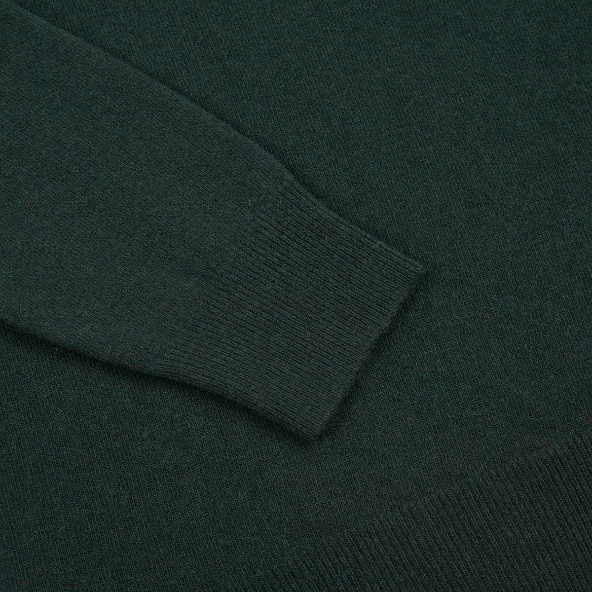 Bottle Green Virgin Wool Cashmere Roll Neck Sweater