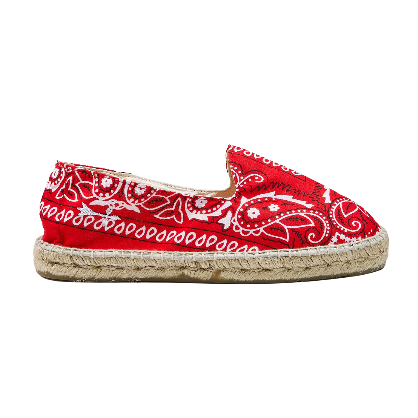 Manebi Red Cotton Bandana Print Espadrilles Side