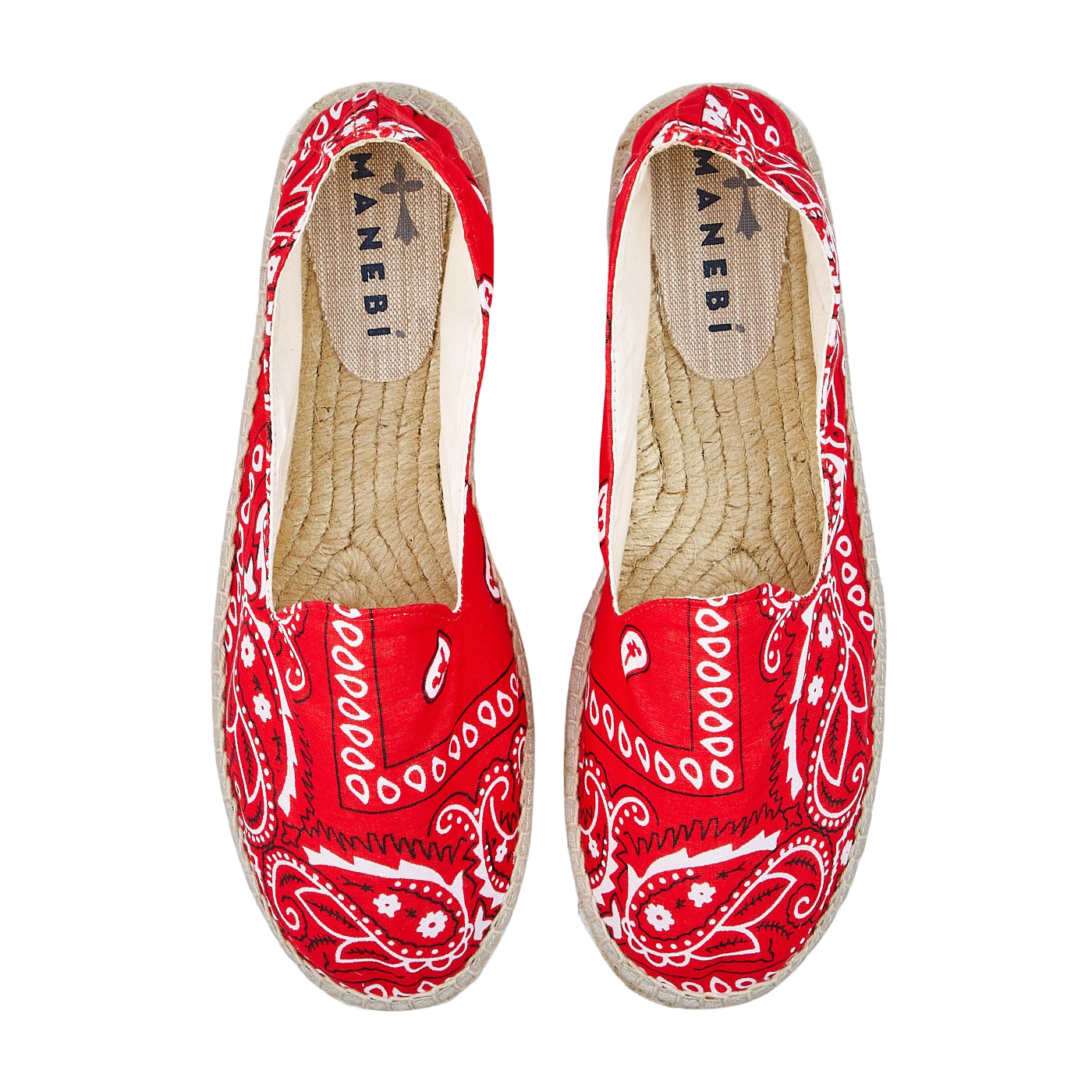 Manebi Red Cotton Bandana Print Espadrilles Top