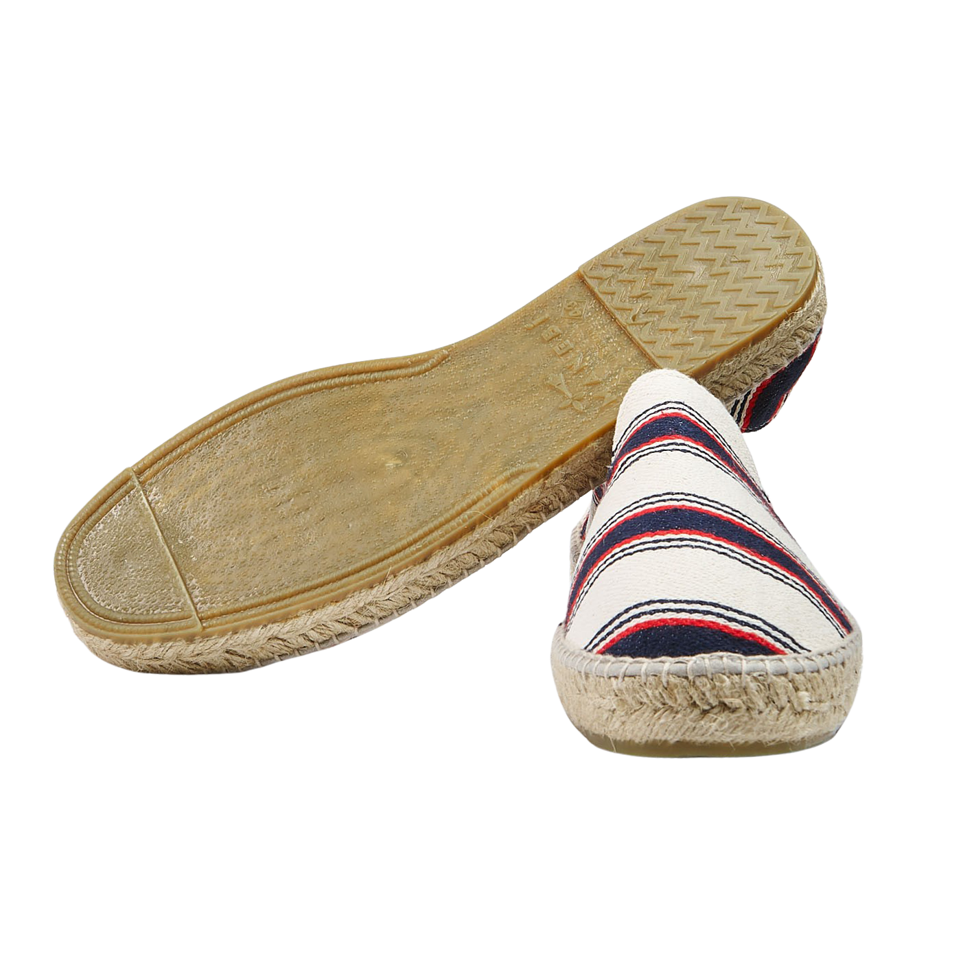 Manebi Red Navy Striped Portofino Cotton Espadrilles Sole