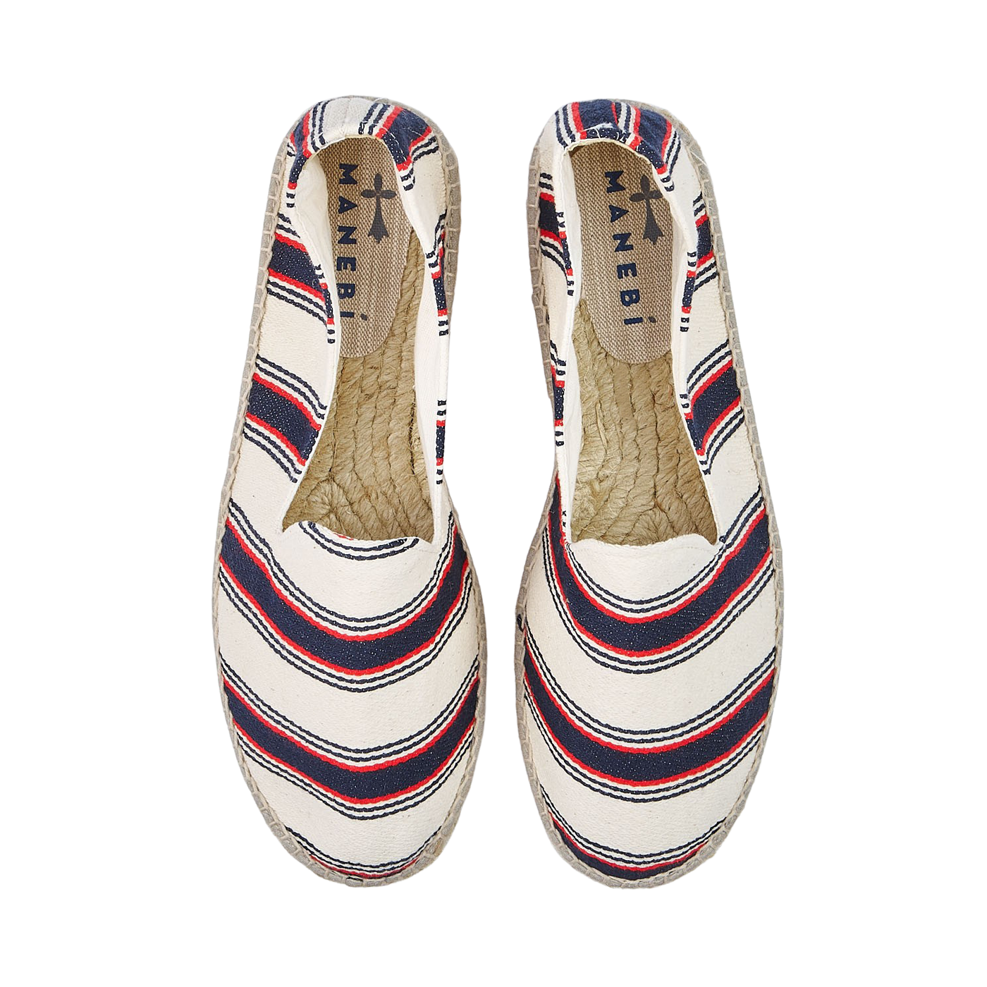 Manebi Red Navy Striped Portofino Cotton Espadrilles Top