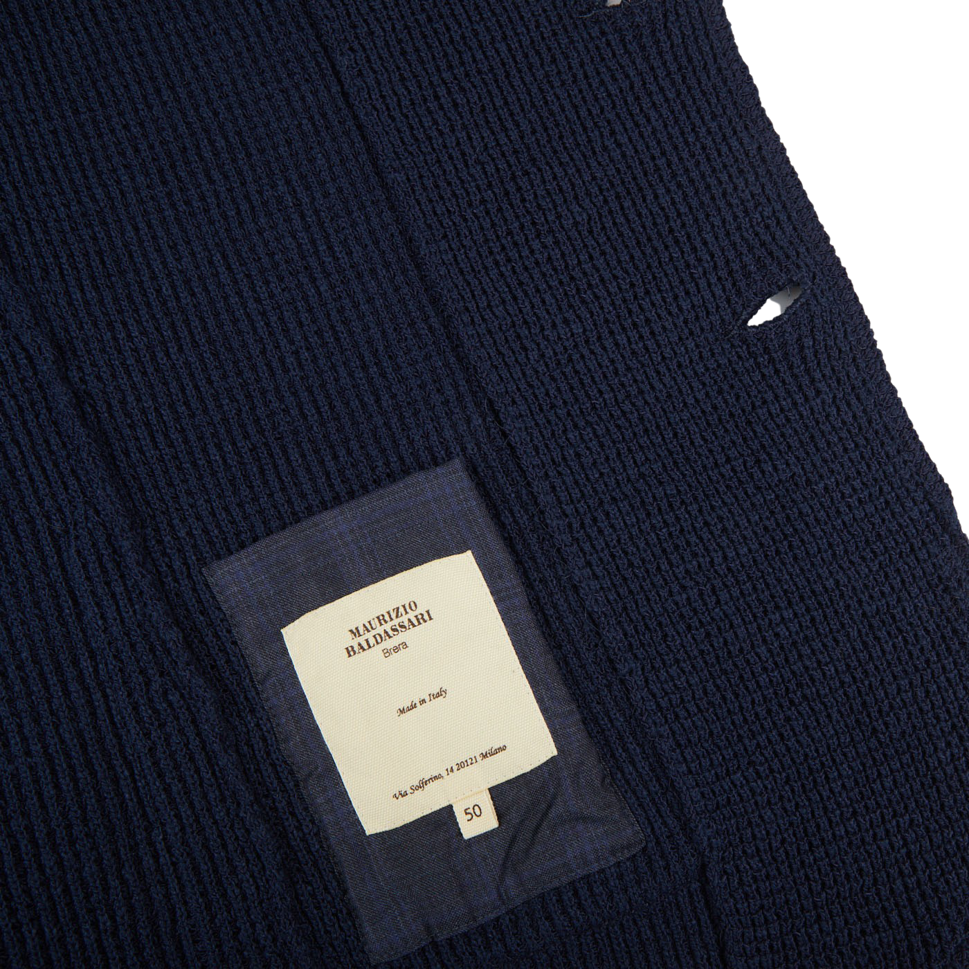 Maurizio Baldassari Navy Blue Cotton Summer Brenta Jacket Inside