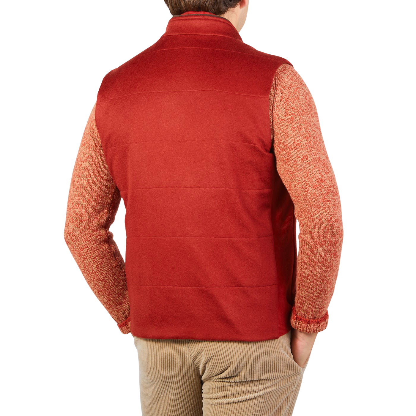 Maurizio Baldassari Paprika Red Water Repellent Pure Cashmere Gilet Back