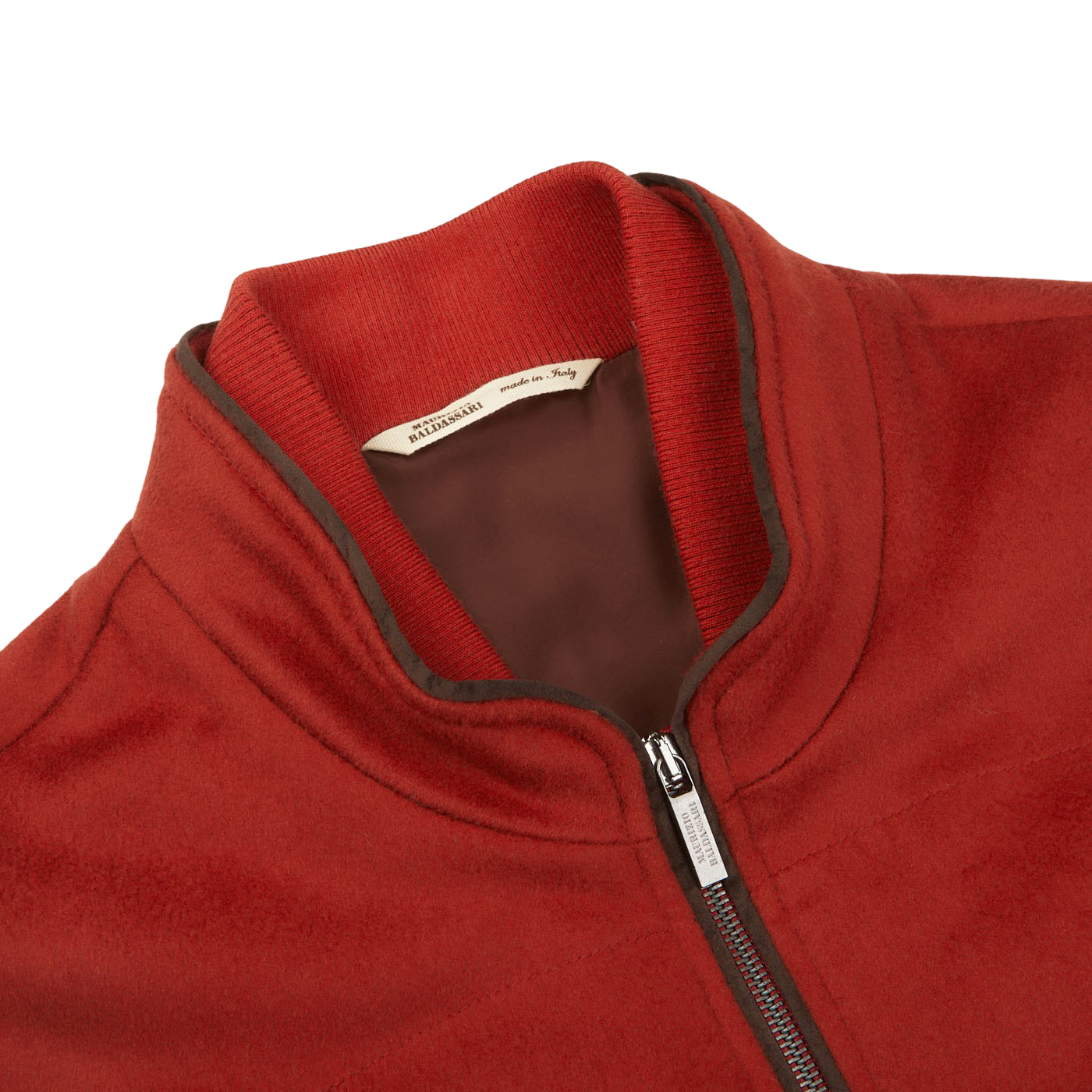 Maurizio Baldassari Paprika Red Water Repellent Pure Cashmere Gilet Collar