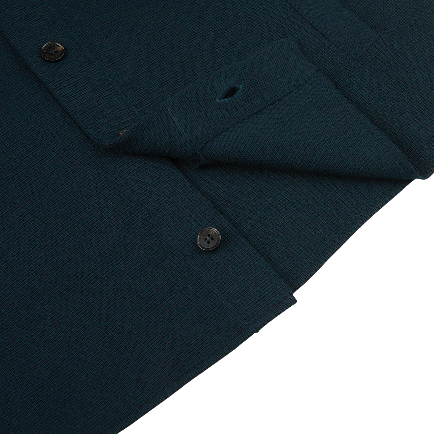 Maurizio Baldassari Petrol Green Milano Knitted Wool Overshirt Edge