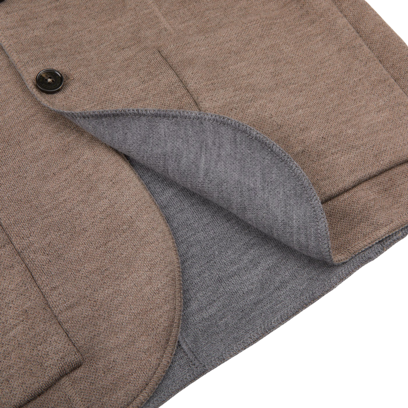 Maurizio Baldassari Taupe Grey Knitted Wool Reversible Swacket Edge