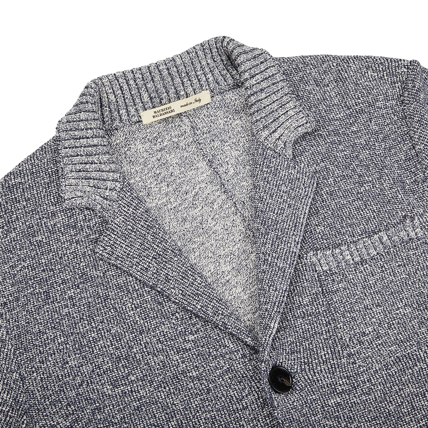 The Maurizio Baldassari Blue Melange Cotton Mouline Knitted Jacket.