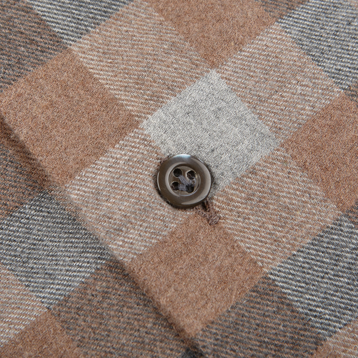 Mazzarelli Brown Checked Brushed Cotton BD Regular Shirt Button