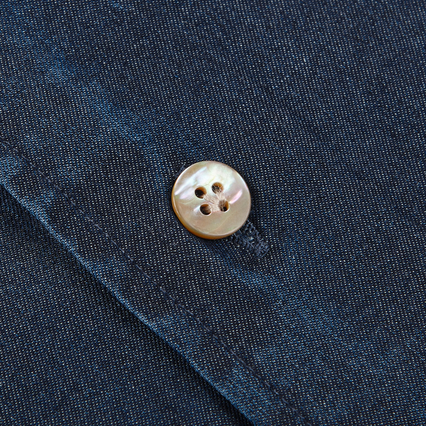 Mazzarelli Dark Blue Cotton Denim BD Regular Shirt Button