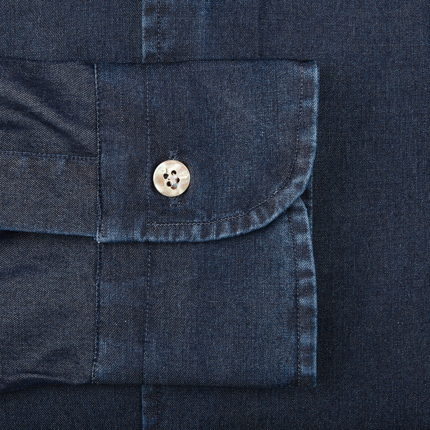 Mazzarelli Dark Blue Cotton Denim BD Regular Shirt Cuff