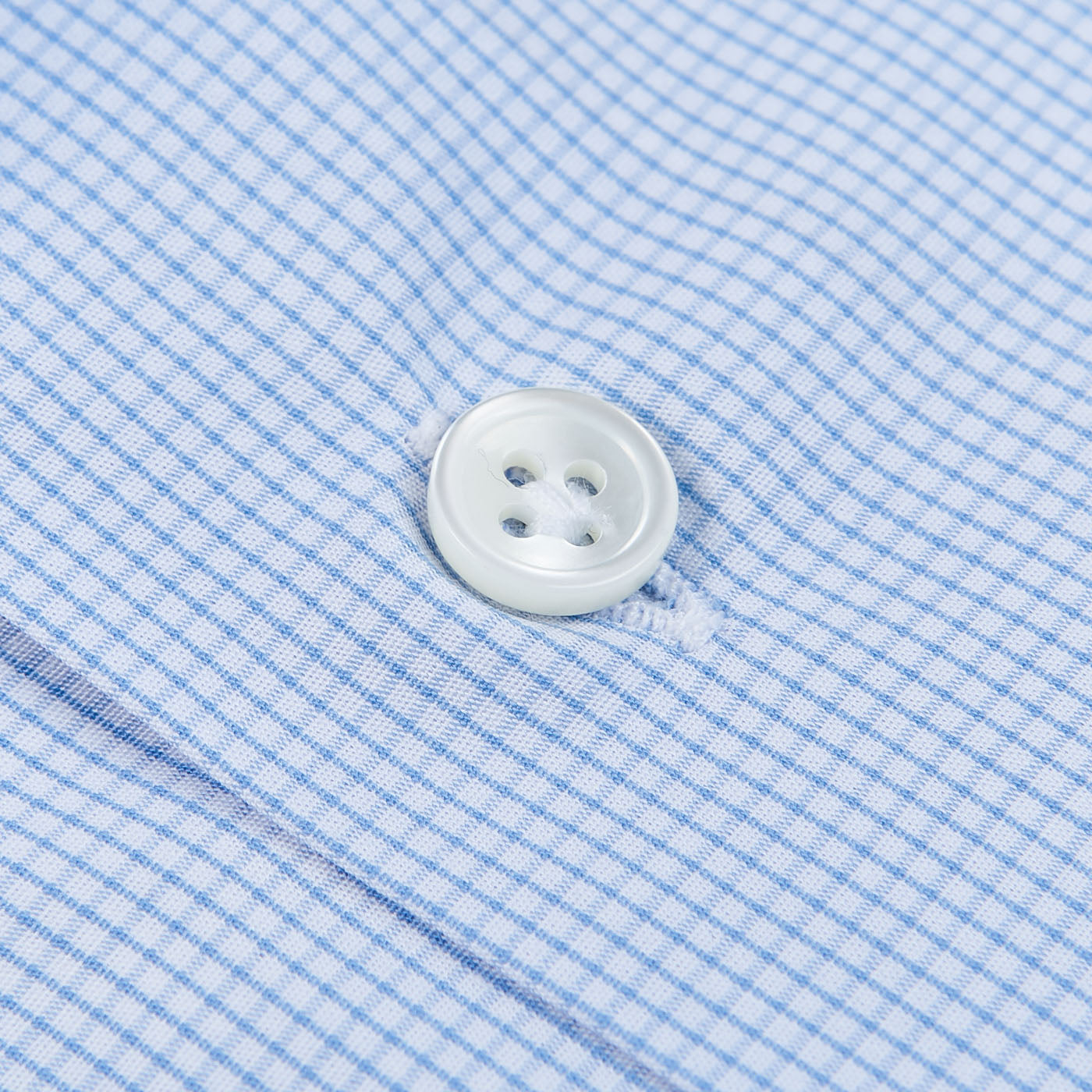 Mazzarelli Light Blue Checked Regular BD Shirt Button